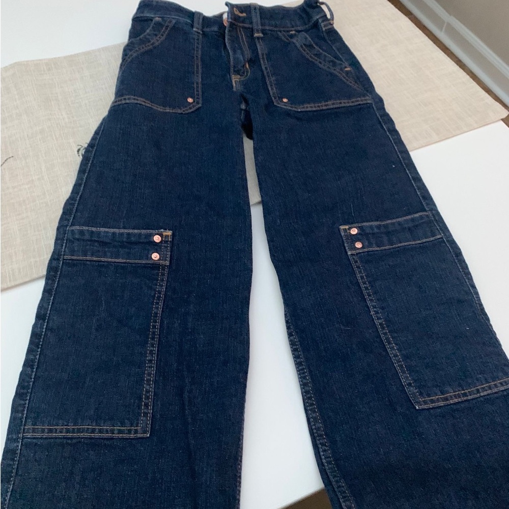 abercrombie kids Dark Blue High-Rise Wide Leg Jeans